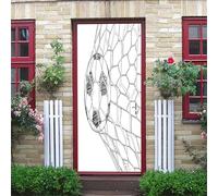 Adesivo Per Porte 3D Linea Bianca E Nera Che Segna Il Passaggio Del Pallone Da Calcio In Rete 95X215Cm Murale Home Decorazione Arte Wallpaper Decalcomanie Soggiorno Camera Da Letto Cucina Bagno Pos