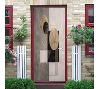 Adesivo Per Porte 3D Per Porte Interne, Creatività Astratta Geometrica Impermeabile e Autoadesivo Marrone Chiaro in PVC Decorazione da Parete - per Camera da Letto, Soggiorno 77x200 cm