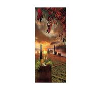Adesivo Per Porte 3D Per Porte Interne Fattoria di vino rosso Alla Moda Fotomurali Autoadesivi Per Porte, Carta Da Parati Soggiorno Camerette Art Applique L80 x A210cm