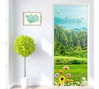 Adesivo Per Porte 3D Per Porte Interne, Paesaggio Di Boschi Verdi 80X200 Cm Fotomurali Autoadesivi Per Porte In Vinile, Carta Da Parati Soggiorno Cucina Camerette Art Applique Poster Foto