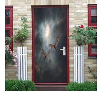 Adesivo Per Porte 3D Per Porte Interne, Scena Notturna Gotica Con Pipistrelli Impermeabile e Autoadesivo Grigio in PVC Decorazione da Parete - per Camera da Letto, Soggiorno 82x200 cm