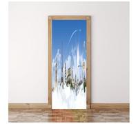 Adesivo Per Porte Interne 3D Architettura Del Mondo Cloud 90X200Cm Soggiorno Camera Da Letto Poster Per Porte Pvc Autoadesivo Impermeabile Carta Da Parati Casa Decorazione Arte Fotomurali
