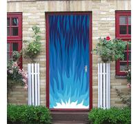 Adesivo Per Porte Interne 3D Fiamma Blu Sfumata Fredda 77X200Cm Soggiorno Camera Da Letto Poster Per Porte Pvc Autoadesivo Impermeabile Carta Da Parati Casa Decorazione Arte Fotomurali