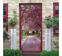 Adesivo Per Porte Moderna Percorso Di Fiori Viola Peel And Stick Decalcomanie Per Porte In Vinile 3D Rimovibili Per Porte Interne Camera Da Letto Soggiorno Decorazioni Per La Casa 77 X 200 Cm Fai Da