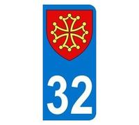 Adesivo per targa moto con lo stemma Midi-Pirenei 32, dimensioni: 6,3 x 2,9 cm