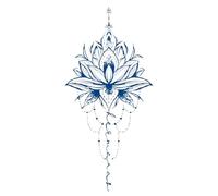 Adesivo per tatuaggi semipermanenti, adesivi per tatuaggi a base di erbe Impermeabili antiriflesso Bellissimo fiore di loto Fiori di simulazione Colore a sviluppo lento della durata di 7-15 giorni