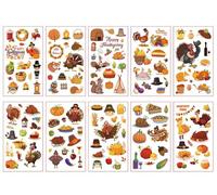 Adesivo Per Tatuaggio Del Ringraziamento Del Raccolto Autunnale Del Fumetto Adesivo Temporaneo Impermeabile Con Zucca Di Tacchino