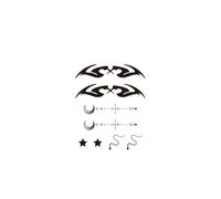 Adesivo per tatuaggio semipermanente a base di erbe totem doppio serpente Pentagramma a catena lunare impermeabile a lunga durata