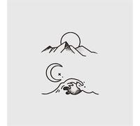 Adesivo per tatuaggio temporaneo a base di erbe con alba e tramonto della luna, braccio con fiore, semipermanente, antiriflesso, impermeabile, durata 2 settimane, tatuaggi finti