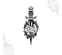 Adesivo per tatuaggio temporaneo a forma di pugnale rosa sul braccio, semipermanente, impermeabile, durata 1-2 settimane, tatuaggi finti(1pcs)