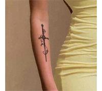 Adesivo per tatuaggio temporaneo a forma di spada medievale, semipermanente, antiriflesso, impermeabile, durata 2 settimane, tatuaggi finti(1pcs)