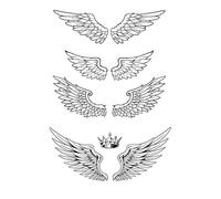 Adesivo Per Tatuaggio Temporaneo Con Ali D'Angelo Da 5 Pezzi Tatuaggio Simulato Impermeabile A Base Di Erbe Femminile Di Lunga Durata E Non Sbiadisce