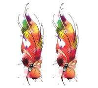 Adesivo per tatuaggio temporaneo impermeabile a lunga durata, con cicatrice da taglio cesareo, con piume colorate.