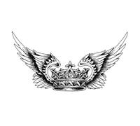 Adesivo per tatuaggio temporaneo impermeabile con ali d'angelo e corona sul collo, dura 1-2 settimane, tatuaggi finti semipermanenti realistici(2pcs)