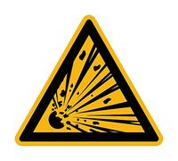 Adesivo Pericolo Avvertenza Avvertimento NF ISO 7010 - Adesivo Segnaletico Triangolare Laminato Resistente all'Acqua e ai Raggi UV - Materiali Esplosivi - 5x5 cm