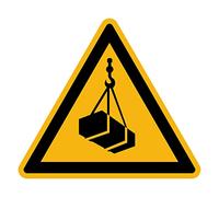 Adesivo Pericolo Avvertenza Avvertimento NF ISO 7010 - Adesivo Segnaletico Triangolare Laminato Resistente all'Acqua e ai Raggi UV - Carichi Sospesi - 5x5 cm