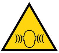 ADESIVO PERICOLO RUMORE SUPERIORE 85 DBA 120 x 120 mm