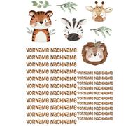 Adesivo personalizzato Rub On - nome, inizio scuola, kitastart, fai da te, safari, animali, leone, tigre, scomparto scolastico, impermeabile, quaderno, bottiglie, bicchieri, organizer, nome a scelta