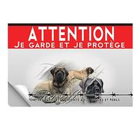 Adesivo plastificato Attenzione al cane old english mastiff