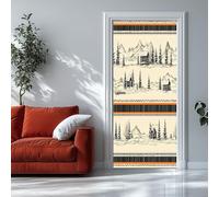 Adesivo Porta Cottage In Stile Fattoria Di Campagna 90x200 cm Beige 3D Adesivi per porte Stacca e attacca - Carta da parati autoadesiva per pareti e porte poster per la camera da letto e il soggiorno