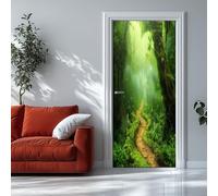 Adesivo Porta Fotografia In Stile Giungla 85x215 cm Verde 3D Adesivi per porte Stacca e attacca - Carta da parati autoadesiva per pareti e porte poster per la camera da letto e il soggiorno
