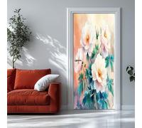Adesivo Porta Motivo A Peonia 77x200 cm Rosa 3D Adesivi per porte Stacca e attacca - Carta da parati autoadesiva per pareti e porte poster per la camera da letto e il soggiorno