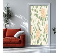 Adesivo Porta Rosa 90x200 cm Crema 3D Adesivi per porte Stacca e attacca - Carta da parati autoadesiva per pareti e porte poster per la camera da letto e il soggiorno