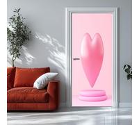 Adesivo Porta Semplice Forma Di Cuore 3D 90x210 cm Rosa 3D Adesivi per porte Stacca e attacca - Carta da parati autoadesiva per pareti e porte poster per la camera da letto e il soggiorno