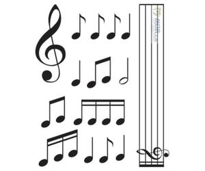 Adesivo prespaziato note rigo musicale chiave di violino