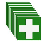 Adesivo Primo Soccorso - Croce Verde Segno di Salvataggio - Autoadesivo Cartello di Avvertenza per Kit di Pronto Soccorso - 10x10 cm (10)