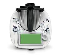 Adesivo protettivo decorativo compatibile con robot da cucina Bimby TM6, accessorio da cucina, impermeabile, autoadesivo RX042 (22 dente di leone e libellule)