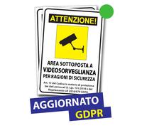 ADESIVO PVC CARTELLO A4 A5 A6 PVC AREA VIDEOSORVEGLIATA GDPR VIDEOSORVEGLIANZA R