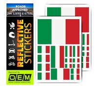 Adesivo riflettente DIN 12899/ASTM D4956, impermeabile, per motociclette per bambini, biciclette, autoadesivo, camion, rimorchi, auto, materiale 610C (Italien Flagge, 30 pezzi)