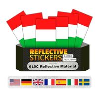 Adesivo riflettente DIN 12899/ASTM D4956, impermeabile, per motociclette per bambini, biciclette, autoadesivo, camion, rimorchi, auto, materiale 610C (Italien Flagge, 75X125mm, Set-6)