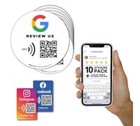 Adesivo Riutilizzabile per Recensioni - 10-Pack Adesivo QR e Tap NFC - Recensisci per Tap Sticker - iPhone e Android - Aumenta le mie Recensioni - Configurazione a Casa | MESSAGENES