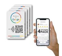 Adesivo Riutilizzabile per Recensioni - 4-Pack Adesivo QR e Tap NFC - Recensisci per Tap Sticker - iPhone e Android - Aumenta le mie Recensioni - Configurazione a Casa | MESSAGENES