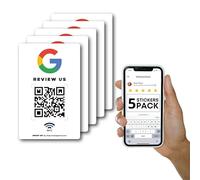 Adesivo Riutilizzabile per Recensioni Google - 5-Pack Adesivo QR e Tap NFC - Recensisci su Google Tap Sticker - iPhone e Android - Aumenta le mie Recensioni - Configurazione a Casa | MESSAGENES