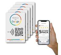 Adesivo Riutilizzabile per Recensioni Google - 5-Pack Adesivo QR e Tap NFC - Recensisci su Google Tap Sticker - iPhone e Android - Aumenta le mie Recensioni - Configurazione a Casa | MESSAGENES