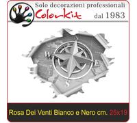 Adesivo Rosa dei Venti Bianco e Nero cm.25x19 - 001454 by Colorkit