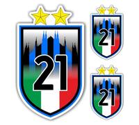 Adesivo Scudetto 21 (2024/25) mod. 1 sagomato compatibile con Inter Milano Seconda stella (2 ADESIVI DA 10 cm. OMAGGIO inclusi nel pacco) cm. 21