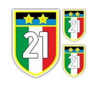 Adesivo Scudetto 21 (2024/25) mod. 3 sagomato compatibile con Inter Milano Seconda stella (2 ADESIVI DA 10 cm. OMAGGIO inclusi nel pacco) cm. 25
