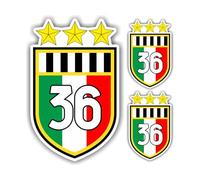 Adesivo Scudetto Juve tricolore 36 mod. 2 sagomato compatibile con Juventus Terza stella (2 ADESIVI DA 10 cm. OMAGGIO inclusi nel pacco) cm. 10