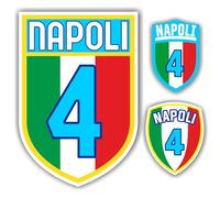 Adesivo Scudetto Napoli 4 tricolore mod. 1 sagomato (2 ADESIVI DA 10 cm. OMAGGIO inclusi nel pacco) cm. 15