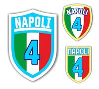 Adesivo Scudetto Napoli 4 tricolore mod. 3 sagomato (2 ADESIVI DA 10 cm. OMAGGIO inclusi nel pacco) cm. 10