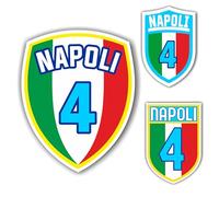Adesivo Scudetto Napoli 4 tricolore mod. 4 sagomato (2 ADESIVI DA 10 cm. OMAGGIO inclusi nel pacco) cm. 10