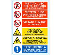 Adesivo Segnaletica Sicurezza Pompa di Benzina 21x30cm