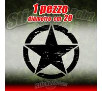 Adesivo STELLA US ARMY Jeep CJ CJ3 CJ5 stickers cm 20 star military 4X4 mod 02