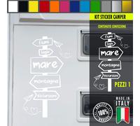 Adesivo sticker camper frase frasi MARE MONTAGNA VACANZA LAGO vari colori c.1975