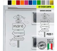 Adesivo sticker camper frase frasi MARE MONTAGNA VACANZA LAGO vari colori c.1975