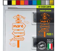 Adesivo sticker camper frase frasi MARE MONTAGNA VACANZA LAGO vari colori c.1975